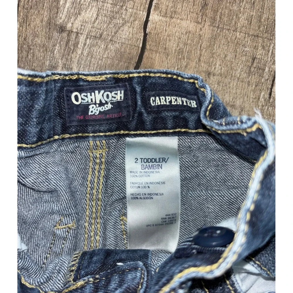 OshKosh Bgosh Toddler Boys Carpenter Jeans Dark Wash Blue Denim Size 2T 444-932
